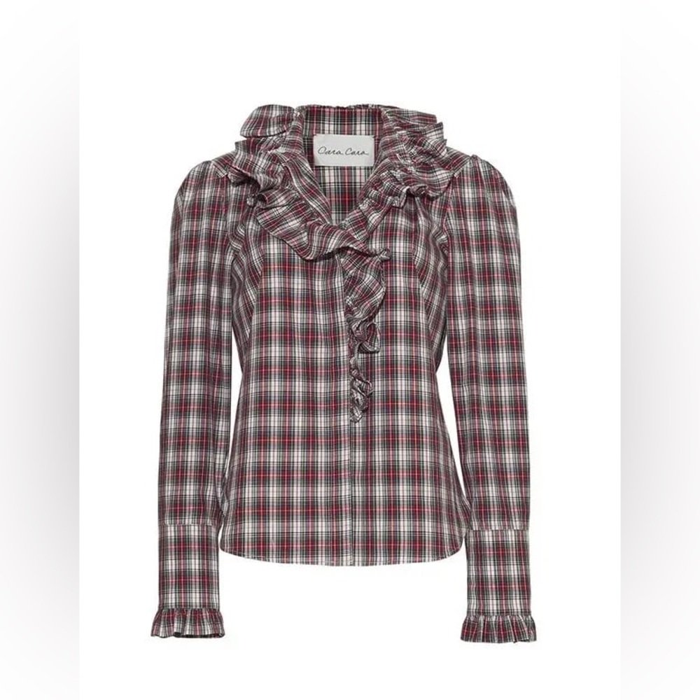 Cara Cara Anne Blouse Turtledove Tartan Plaid XS